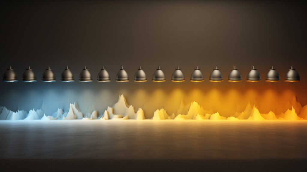 Color temperature chart showing light from warm white to cool white