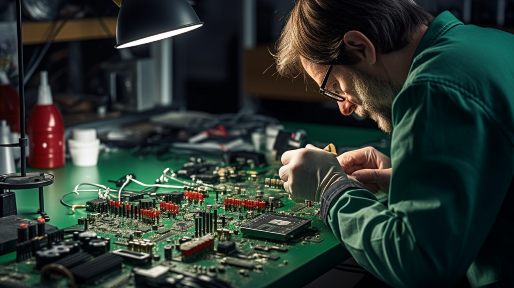 electrical engineer working on a sophisticated circuit design