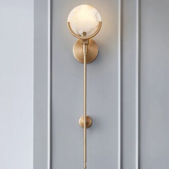 Marble Bronze Gold Round Wall Sconce