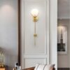 4 Marble Bronze Gold Round Wall Sconce