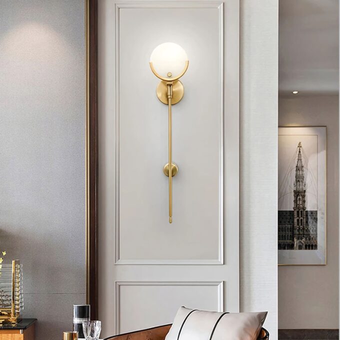 4 Marble Bronze Gold Round Wall Sconce