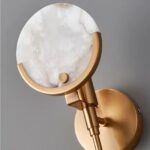 Marble Bronze Gold Round Wall Sconce