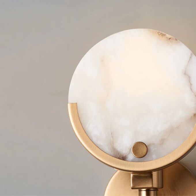 5 Marble Bronze Gold Round Wall Sconce