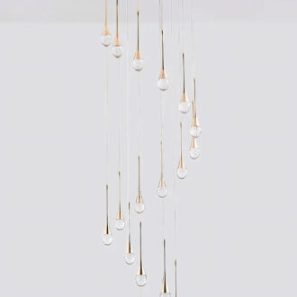 Tears Gold Staircase LED Chandelier
