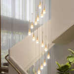 Tears Gold Staircase LED Chandelier