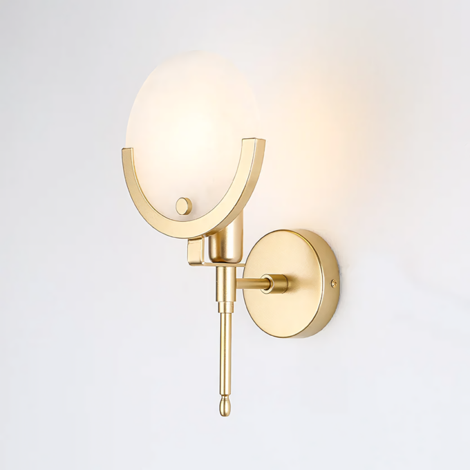 wall-light-marble Marble Bronze Gold Round Wall Sconce