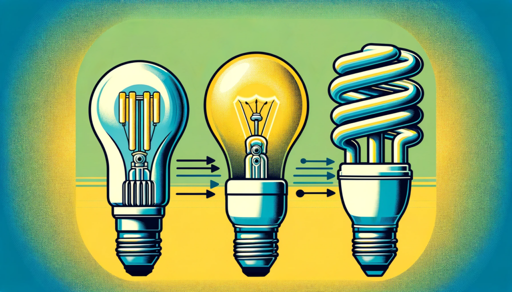 3 bulbs side by side, one is LED, one is Incandescent, one is CFL 