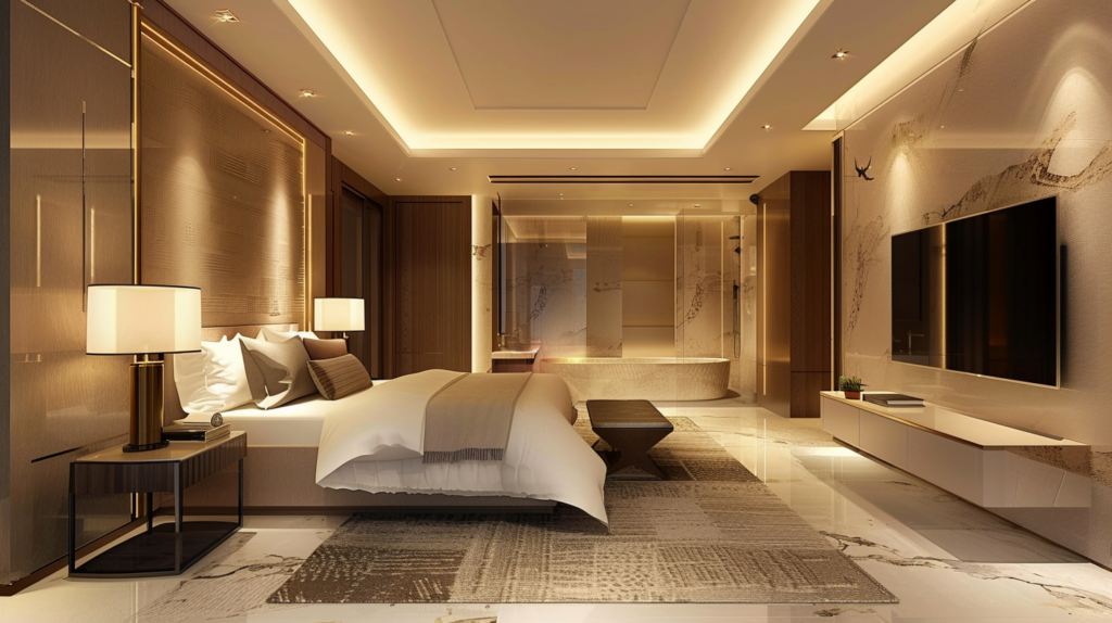 hotel room lighting, modern interior design