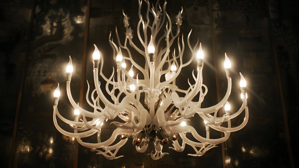 white artistic chandelier, candle shaped