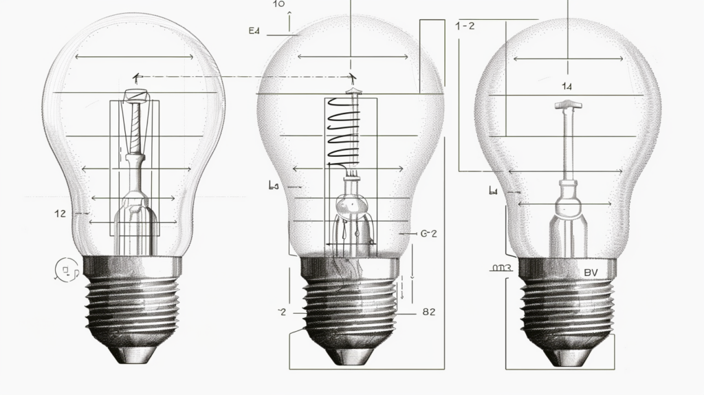light bulb screw diagram sketch with intricate details