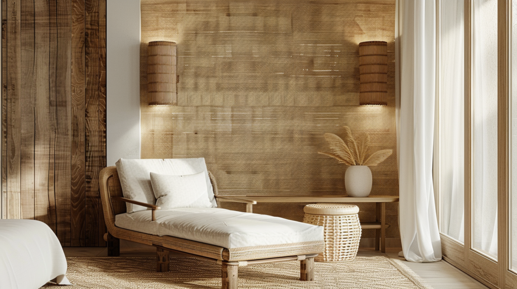 rattan wall sconces in a tropical style room