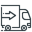 Icon of a delivery truck with arrow indicating fast shipping.