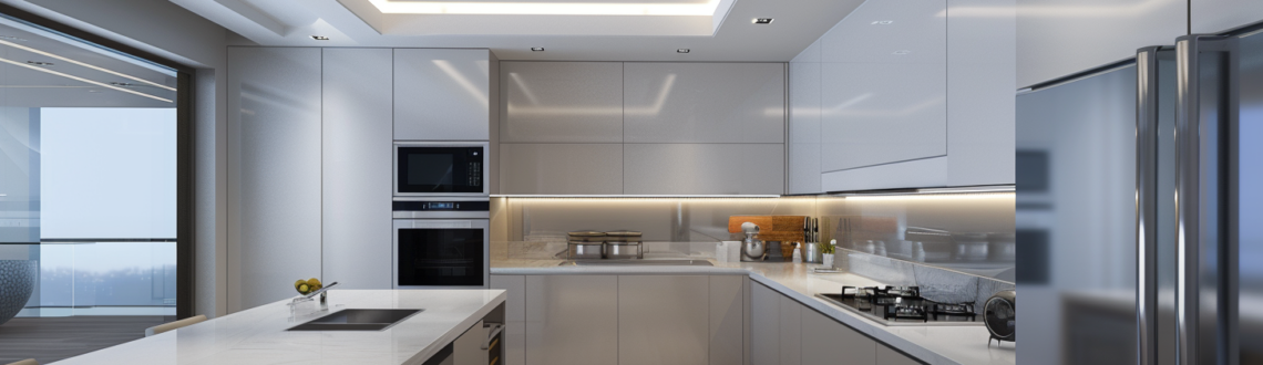 Elegant and modern kitchen with best low-ceiling lighting fixtures