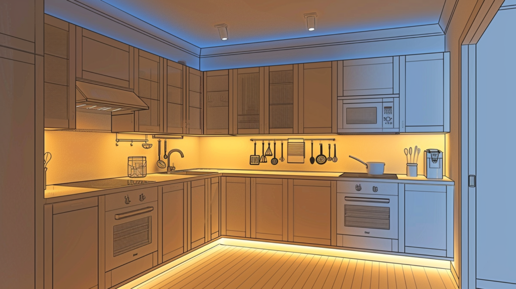 An infographic detailing installation and placement tips for under cabinet lights.