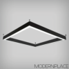 L-Shape-Square_1500px Modern square LED ceiling light fixture with sleek black frame, designed for contemporary interiors.