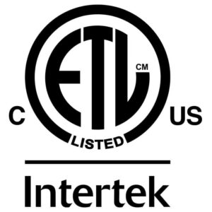 Intertek ETL Listed logo indicating safety certification for products in Canada and the US.
