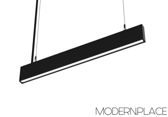 Luma_Linear_Office_Pendant_Light (2)_small Modern black pendant light fixture against a white background.