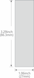 Dimensions of a rectangle: 3.29 inches tall, 1.06 inches wide (86.3mm x 27mm).